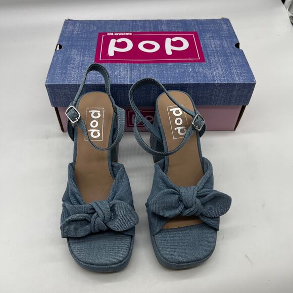 Pop Womens Giving Heeled Sandals Chambray Blue Size 6M - Picture 2 of 10